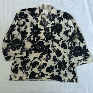Susan Bristol Floral Cardigan Soft Cozy Lambs Wool Angora Rabbit Hair Size Large